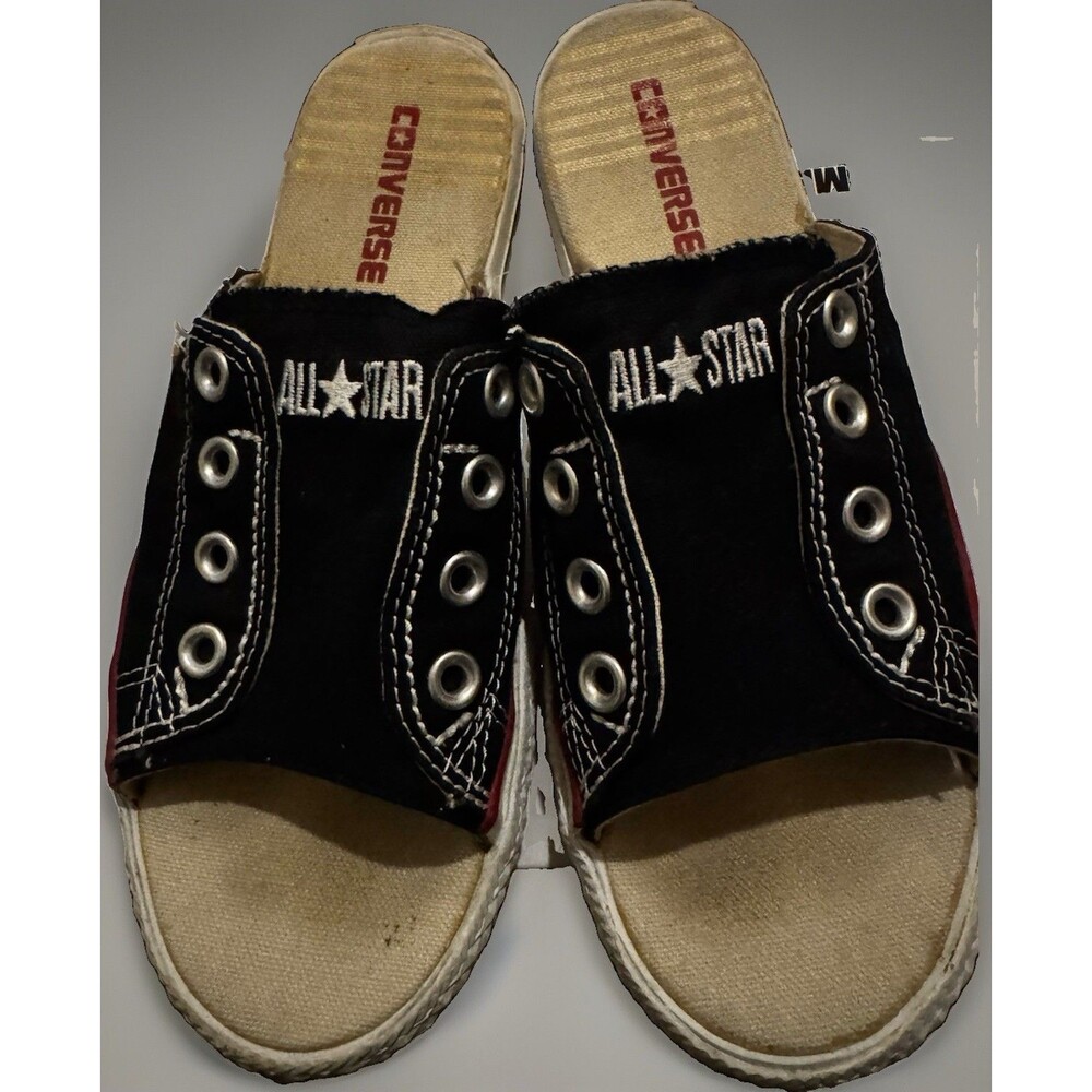 EUC Vintage Converse All Star Black Slide Sandals Cut Away Shoes M5.5 W7.5